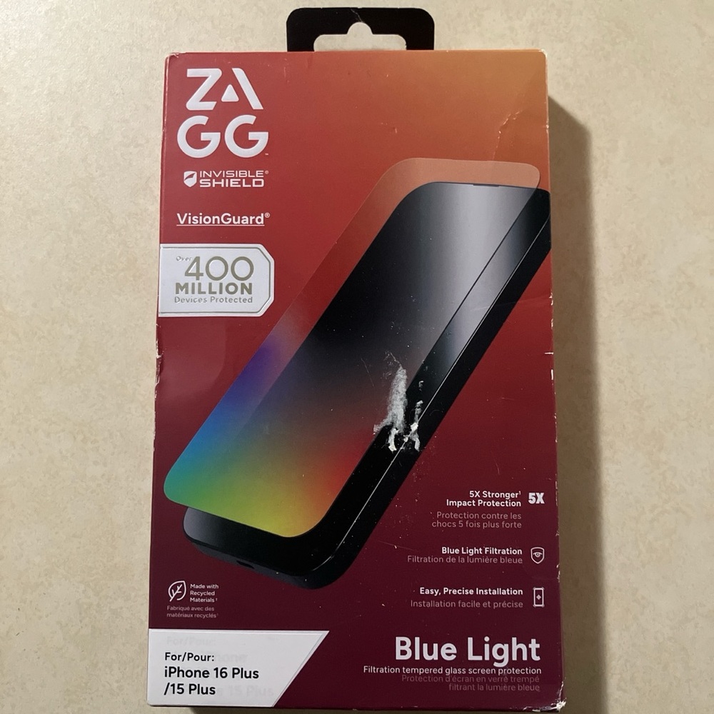 ZAGG Visionguard blue light filtration tempered glass screen protection